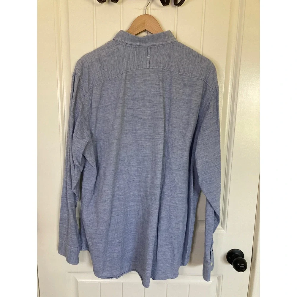 Banana Republic Slim Fit Linen Cotton Button Down Shirt Blue XL Mens Long Sleeve